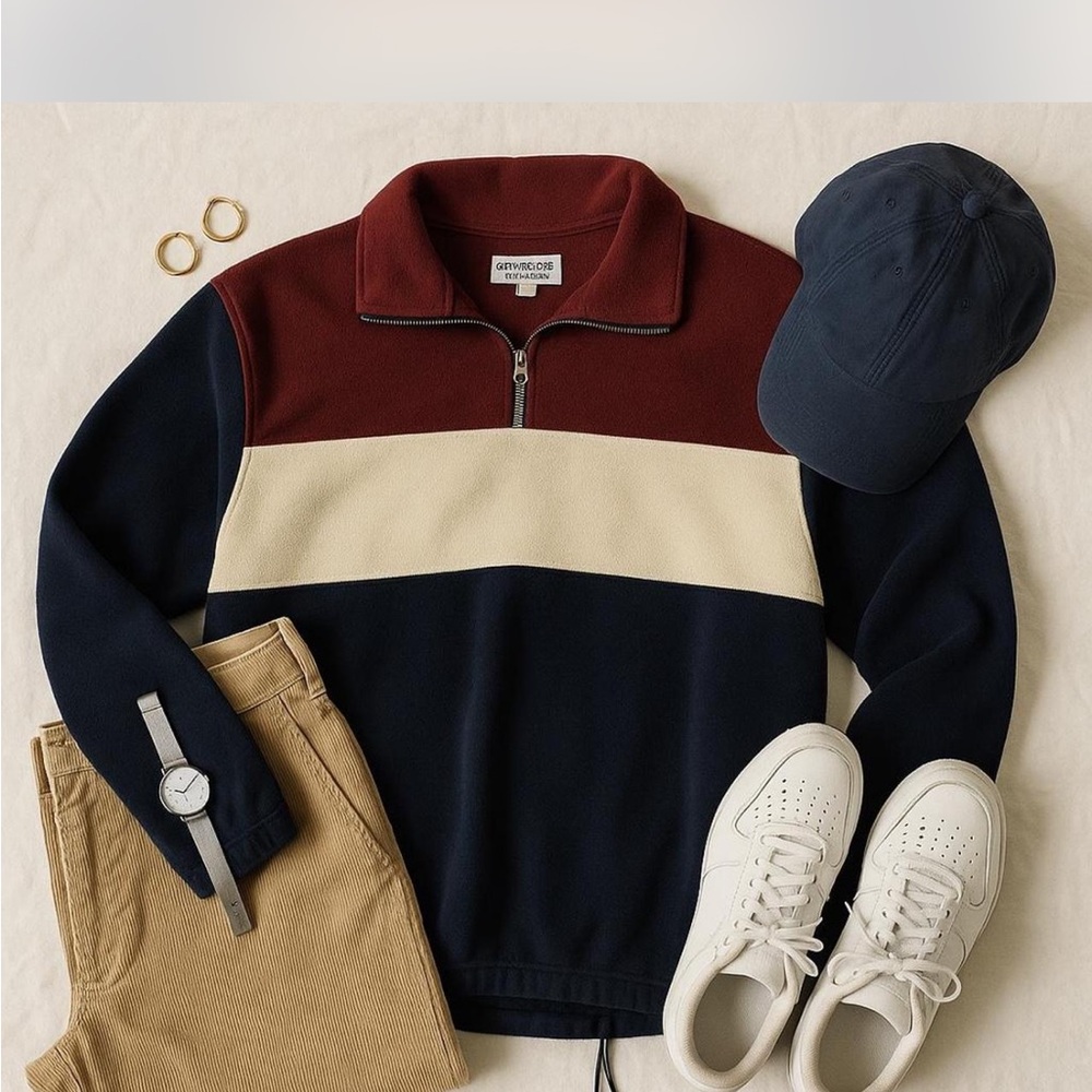 Color block quarter zip pullover x large